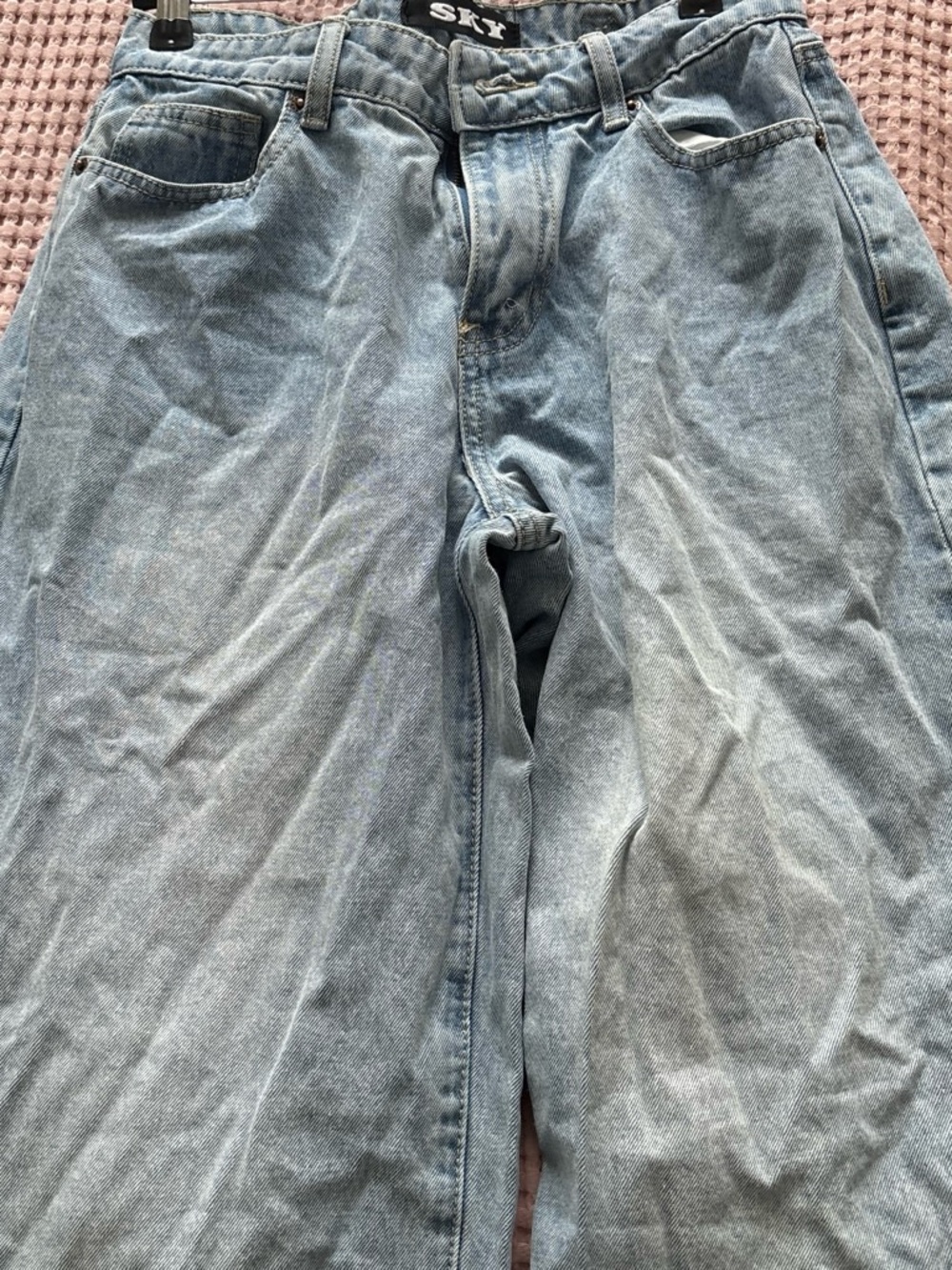 Sky Faded Blue High-Waist Denim Jeans